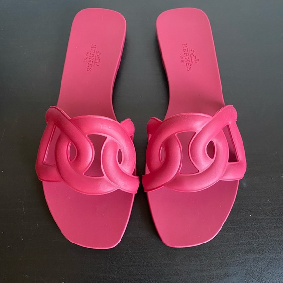NIB Hermès Aloha Rubber Sandals Red Rose Baie size 36 - Picture 3 of 8